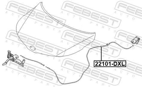 22101DXL Febest Трос відкриття капота, задній