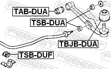 TSBDUA Febest Сайлентблок розтяжки переднього нижнього важеля