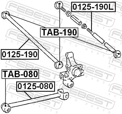 TAB080 Febest Сайлентблоки поздовжніх важелів передньої підвіски