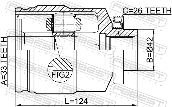 1211TUC27RH Febest ШРКШ внутрішній, передній, правий