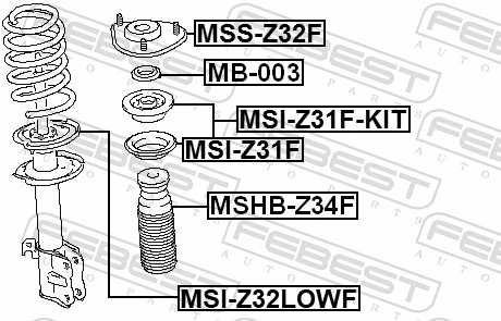 MSIZ32LOWF Febest Проставка (гумове кільце) пружини передньої, нижня