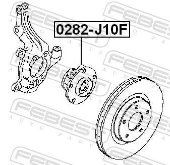 0282J10F Febest Маточина (передня)