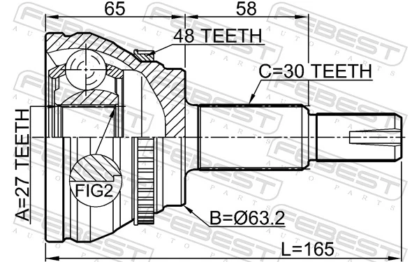 0110CLR30A48 Febest Граната зовнішня