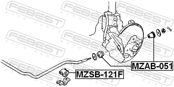 MZSB121F Febest Втулка стабілізатора переднього, права