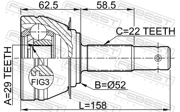 Купити 302801 GKN-Spidan Шарнір приводу зовнішній