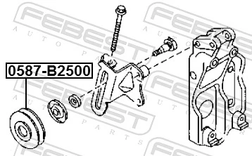 0587B2500 Febest Ролик натяжителя ременя агрегатів