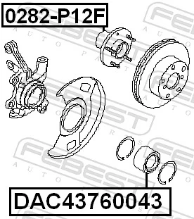 DAC43760043 Febest Підшипник маточини передньої