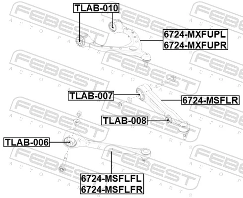6724MXFUPR Febest Важіль передньої підвіски верхній, правий