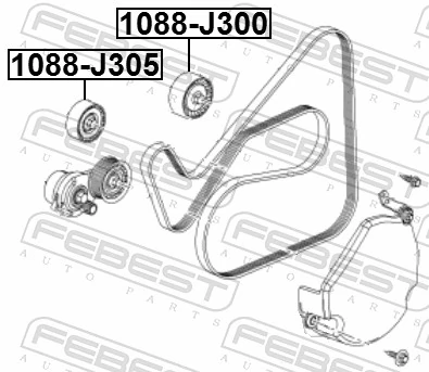 1088J305 Febest Ролик приводного ременя, паразитний