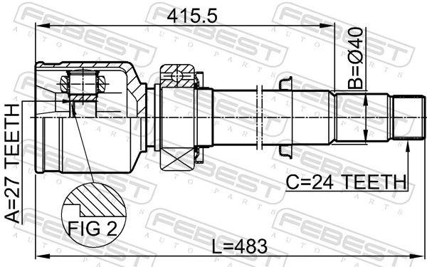 0111GSV40RH Febest ШРКШ внутрішній, передній, правий
