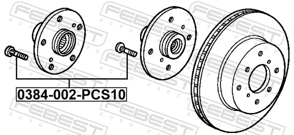 0384002PCS10 Febest Болт кріплення колеса передній