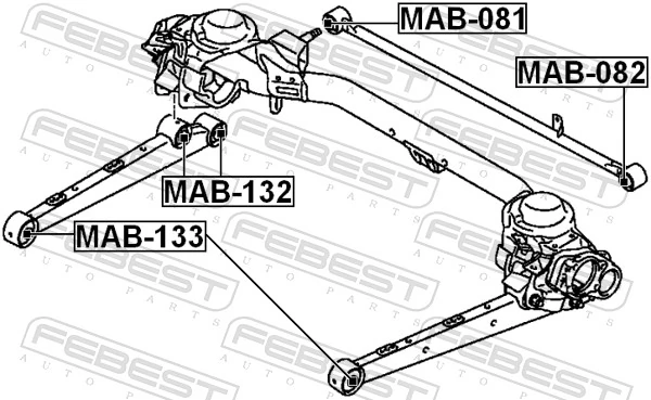 MAB133 Febest Сайлентблок задньої поздовжньої тяги