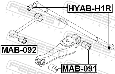 HYABH1R Febest Сайлентблок тяги поперечної, задньої підвіски