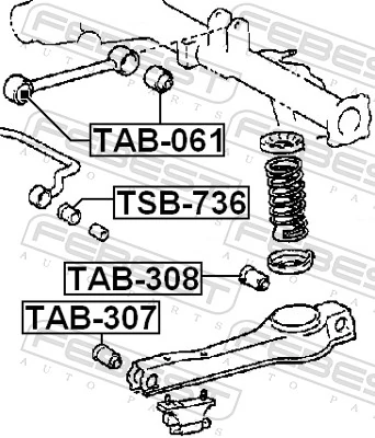 TAB061 Febest Сайлентблок задньої балки
