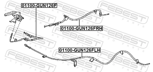 01100GUN126LH Febest Трос ручника задній лівий