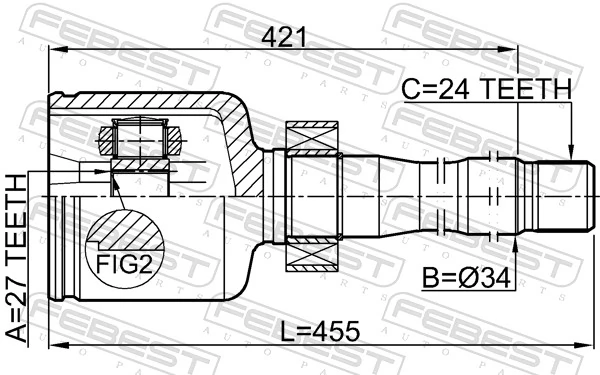 0111GGL15RH Febest ШРКШ внутрішній, передній, правий