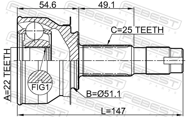 1010CBT Febest Граната зовнішня