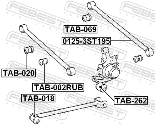 TAB002RUB Febest Сайлентблок заднього поперечного важеля, зовнішній