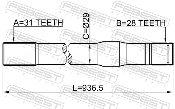 0212Y61LH Febest Привід лівий