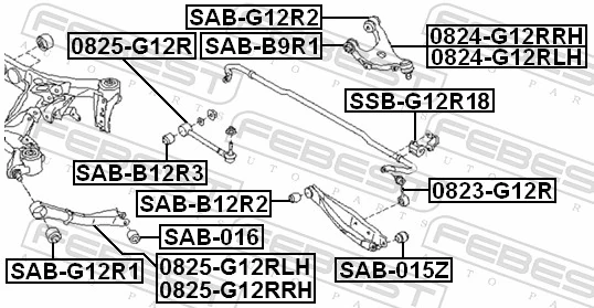 SABG12R1 Febest Сайлентблок заднього поздовжнього нижнього важеля