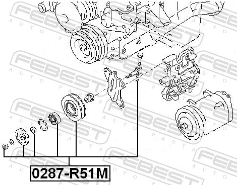 0287R51M Febest Ролик натяжителя ременя агрегатів