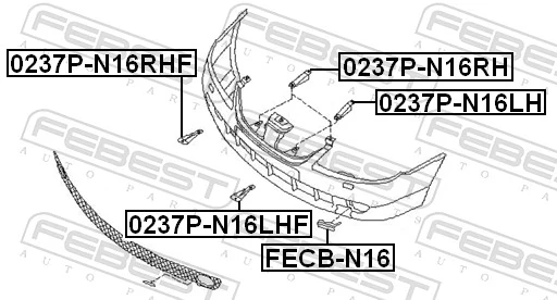 0237PN16RH Febest Кронштейн бампера переднього, правий
