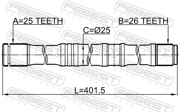 0112AZT250LH Febest Привід лівий