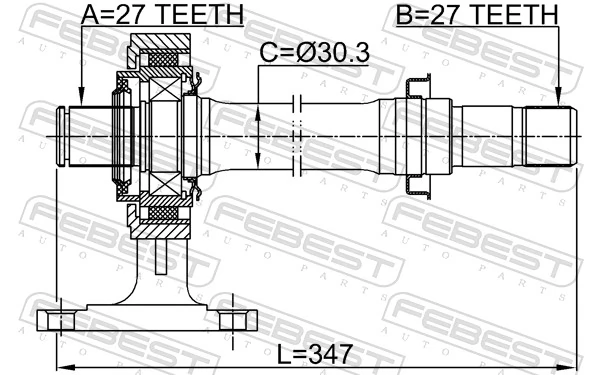 0312LX15RH Febest Вал проміжний КПП