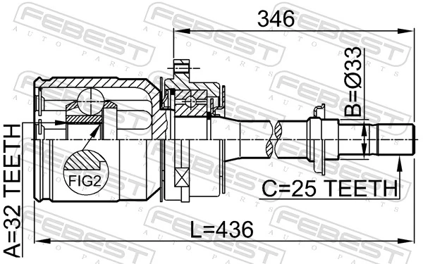 0211SR20RH Febest ШРКШ внутрішній, передній, правий