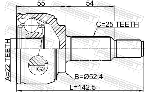 ШРУС зовнішній передній BGACV7321A BGA