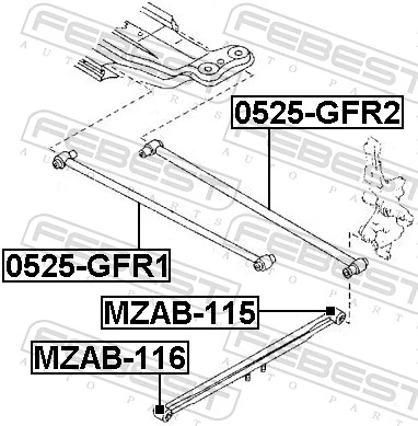 MZAB116 Febest Сайлентблоки поздовжніх важелів передньої підвіски