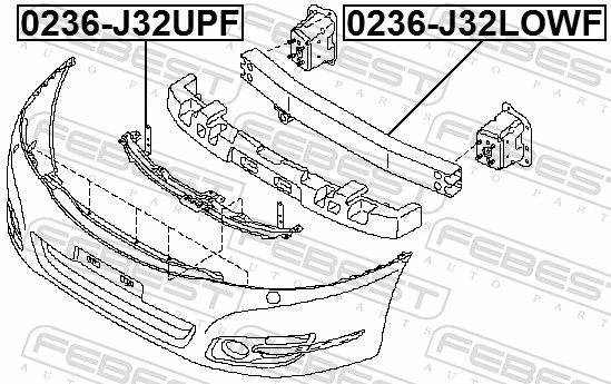 0236J32UPF Febest Кронштейн бампера переднього, центральний