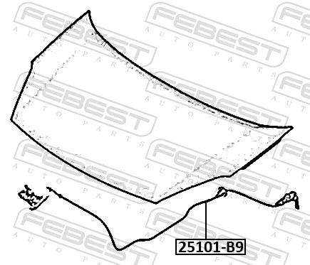 25101B9 Febest Трос замка капота