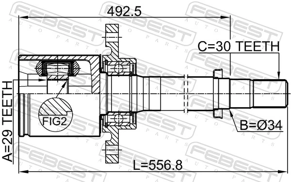0211T31ATRH Febest ШРКШ внутрішній, передній, правий