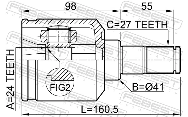 2211NS20LH Febest ШРКШ внутрішній, передній, лівий
