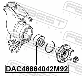 DAC48864042M92 Febest Підшипник ступиці задньої