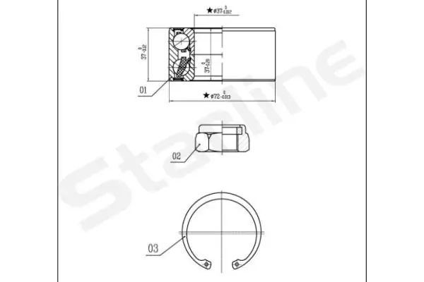 Комплект підшипник маточини передньої Starline LO03554 ціна, від 13.44 USD