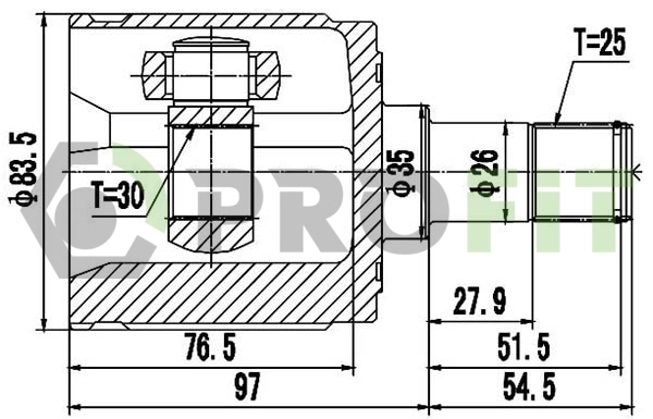 ШРУС внутрішній, передній, правий Honda Civic V