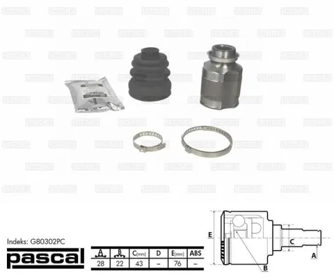 ШРКШ внутрішній, передній, правий Pascal G80302PC ціна, від 30.81 USD