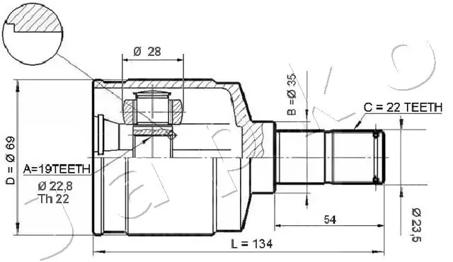 ШРКШ внутрішній, передній Japko 62W21 ціна, від 27.83 USD