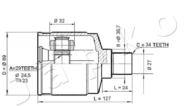 ШРУС внутрішній, передній, лівий Daewoo Lanos 