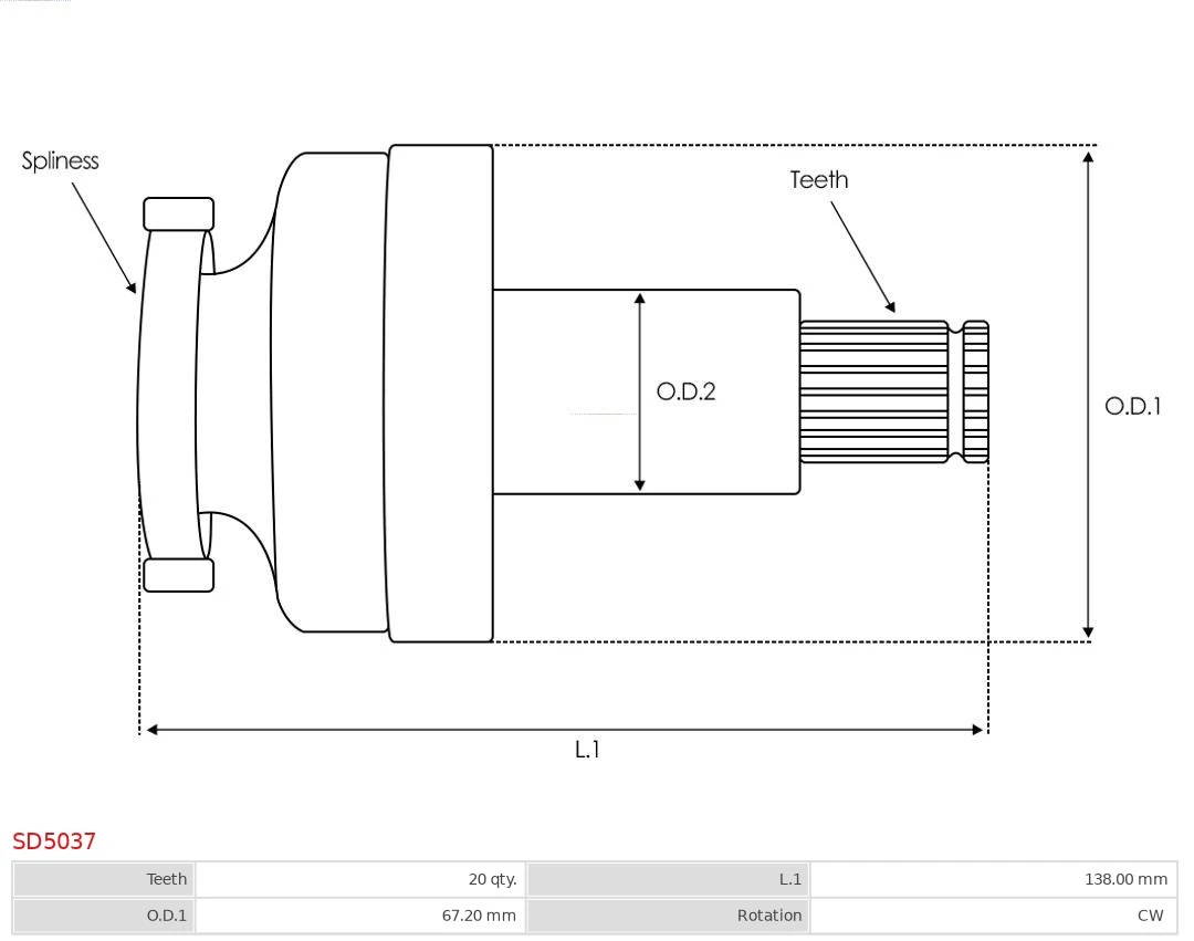 Купити SD5037 As-pl Бендикс стартера