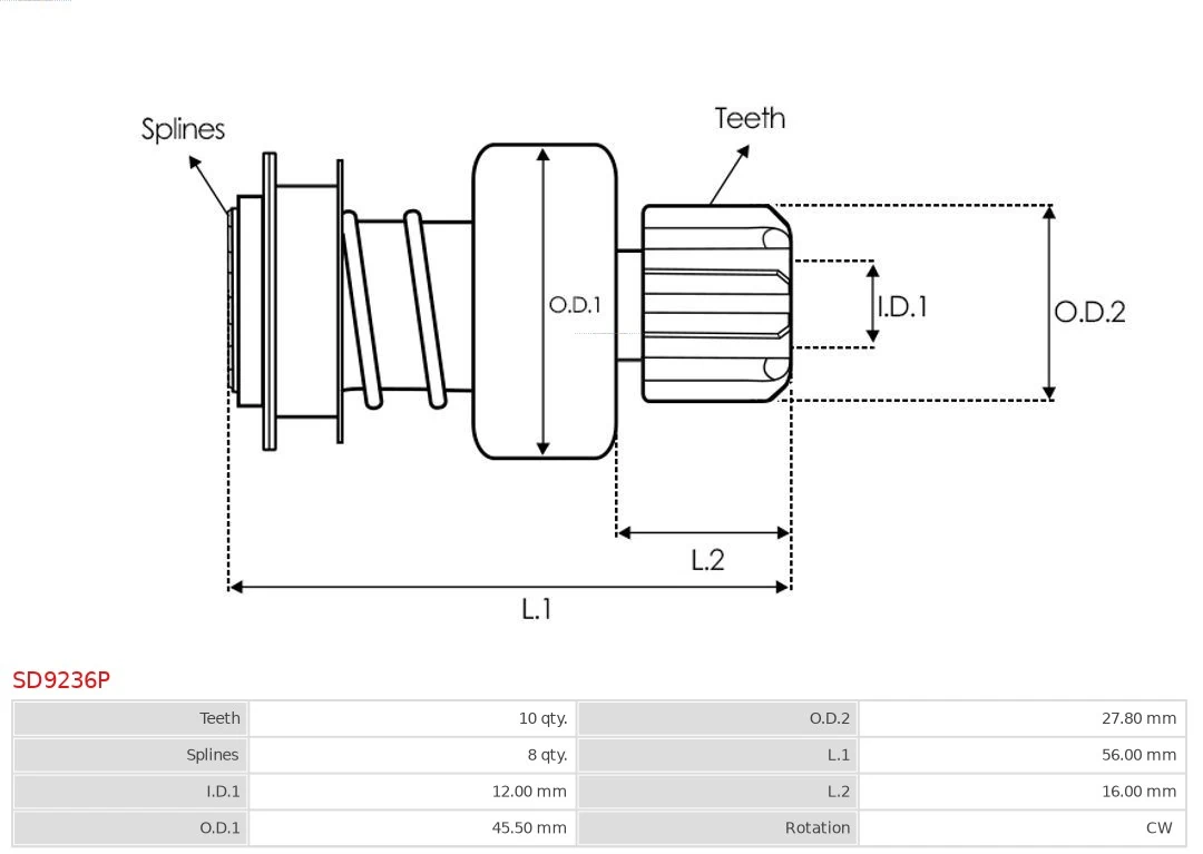Бендикс стартера 361452B102 Chrysler