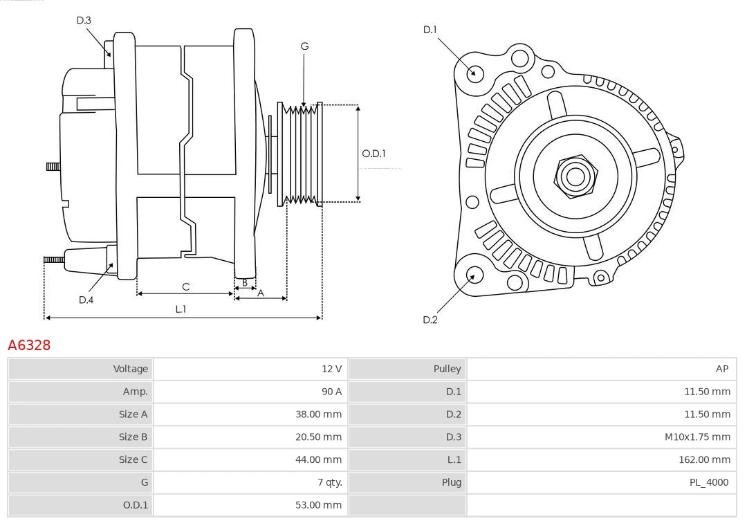 Генератор автомобільний As-pl A6328