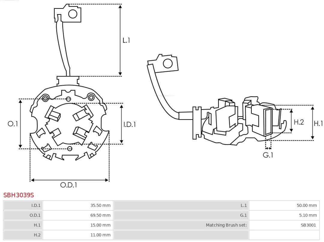 SBH3039S As-pl Щеткодеpжатель стартера
