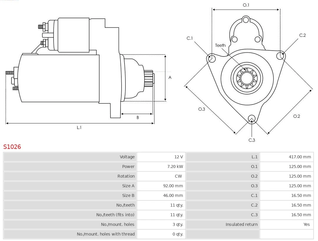 Стартер S1026 As-pl