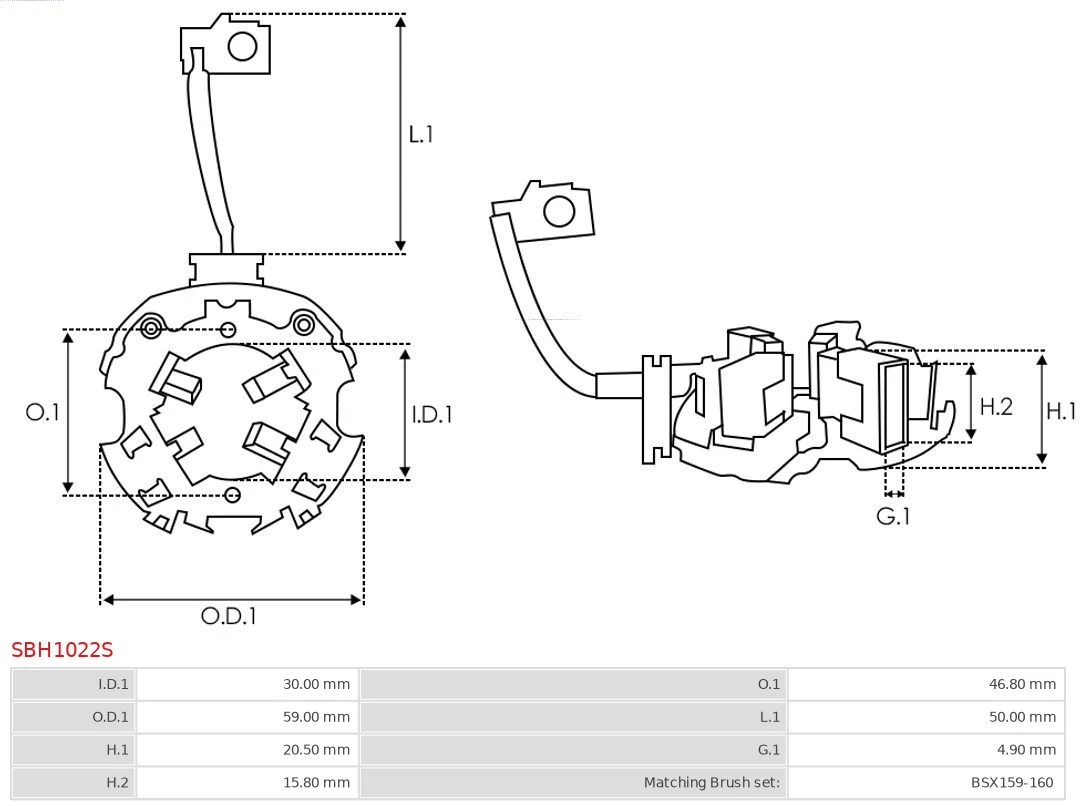 SBH1022S As-pl Щеткодеpжатель стартера