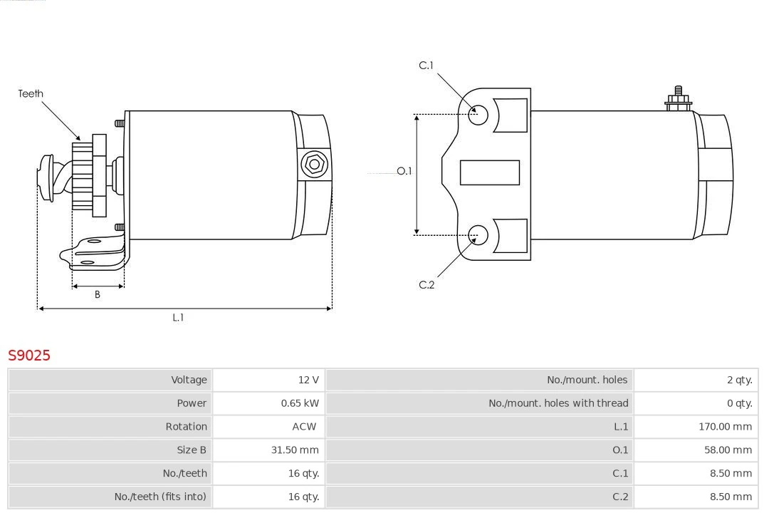 Купити S9025 AS/Auto Storm Стартер