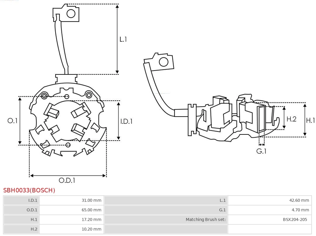 SBH0033BOSCH As-pl Щеткодеpжатель стартера
