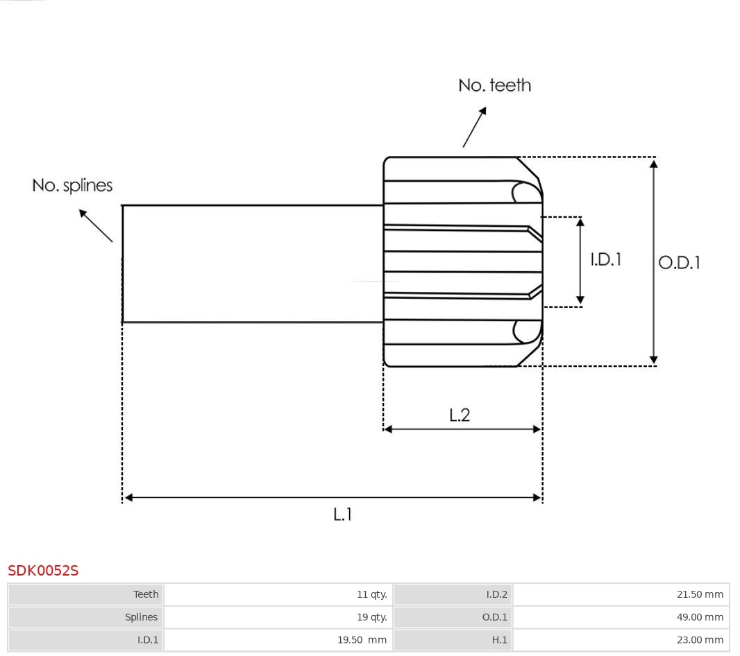 SDK0052S AS/Auto Storm Привід стартера бендикс